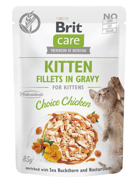 BRIT CARE KITTEN FILLETS IN GRAVY canned food (85gr) 