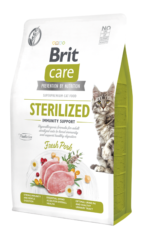 Ξηρά τροφή γάτας Brit Care® Cat GF Sterilized Immunity Support Χοιρινό