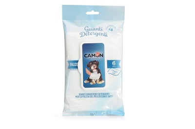 Wipes-Gloves for dry cleaning of dogs and cats Camon Children's Powder (6 pcs)