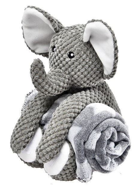 Plush Elephant with Dog-Cat Blanket