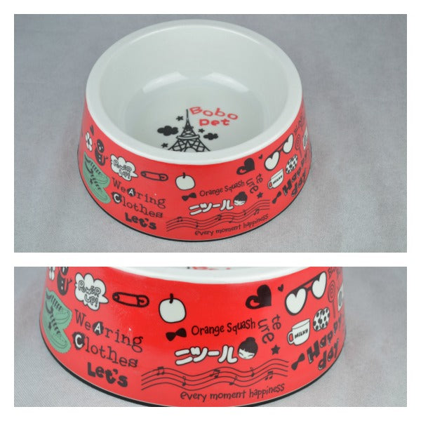 Dog bowl BoboPet dog Paris Red 22cm