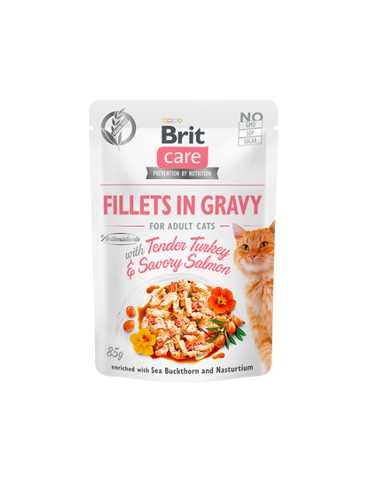 Κονσέρβα για γάτες BRIT CARE FILLETS IN GRAVY (85gr)(πολλές γεύσεις)